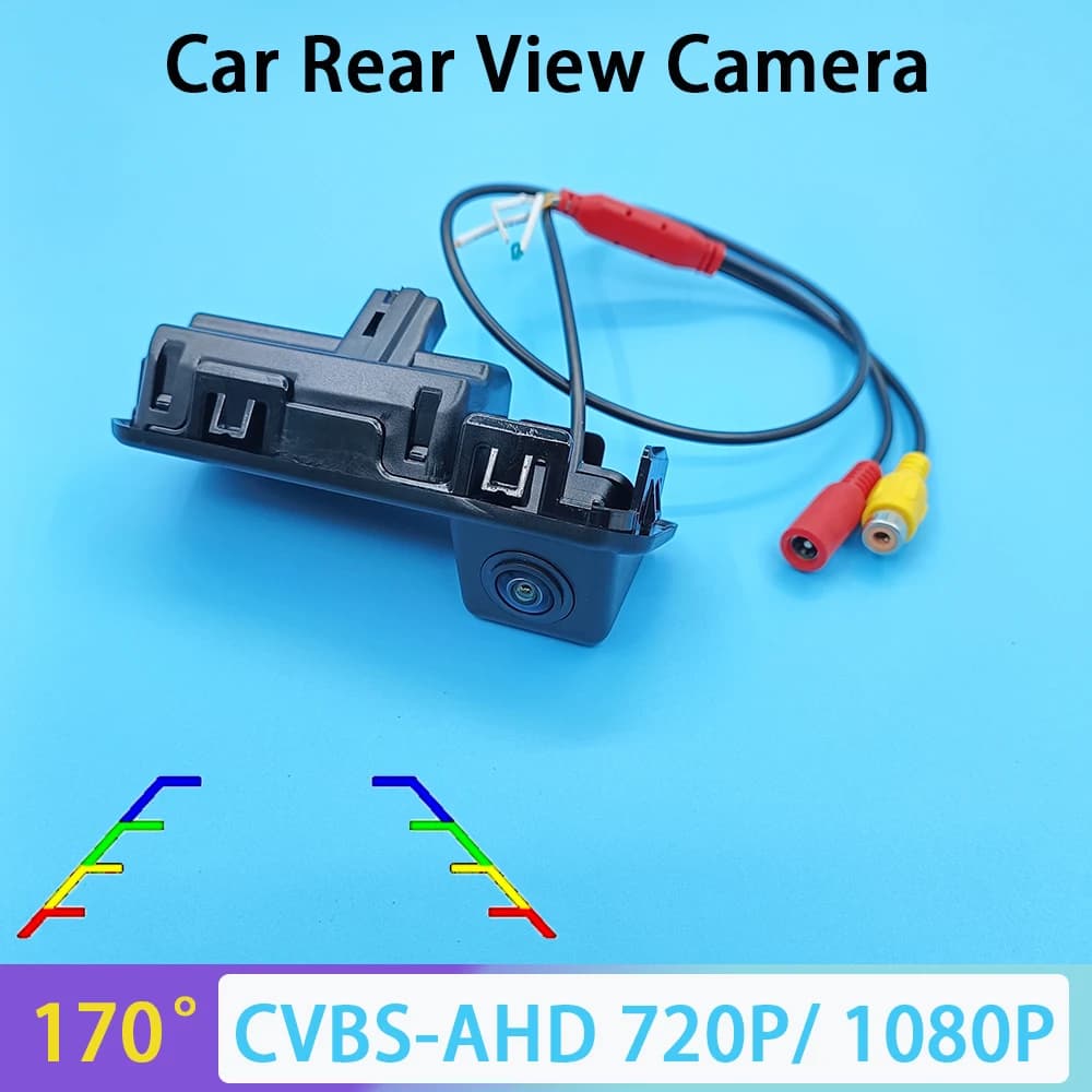 Telecamera posteriore per auto AHD 1080P CVBS con angolo di visione di 170 gradi per Vento Polo Sedan Facelift 2017-2019, integrata nella maniglia del portellone posteriore.