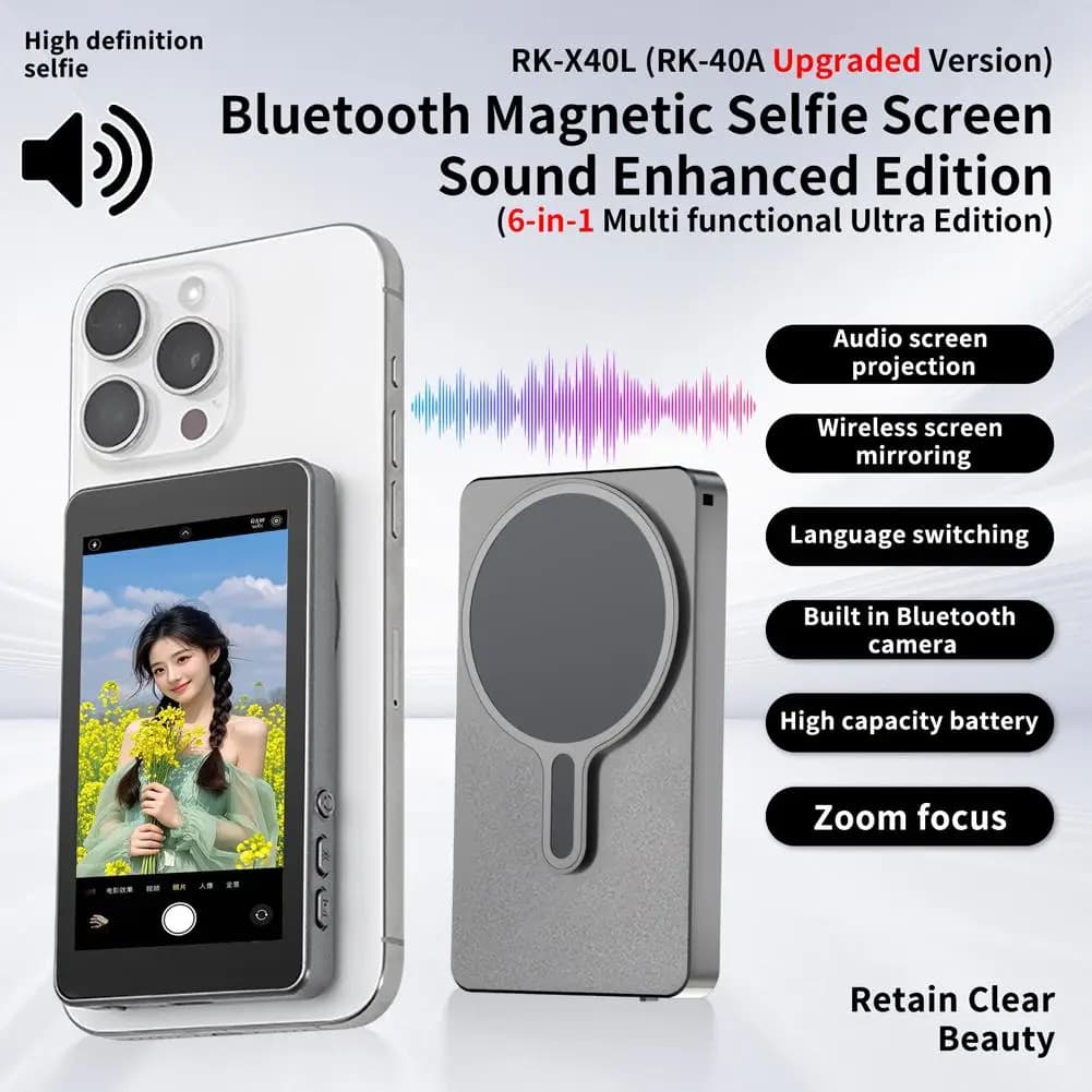 Selfie Monitor Screen Vlog Screen Magnetic Phone Vlog Phone Back Camera for Selfie Vlog Live Stream Support WiFi 2.4G/5G