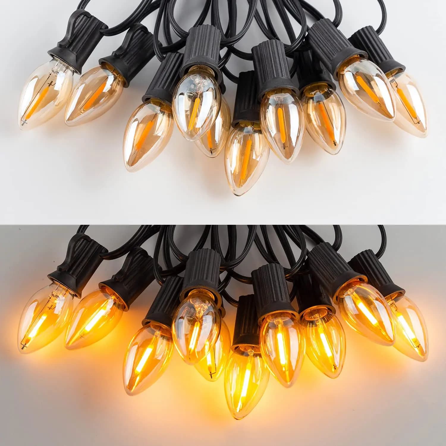 C7 Candela Luci esterne Ghirlanda Impermeabile Bianco caldo Led String Lighting Collegabile Gazebo esterno Ghirlanda Luci Ombrello