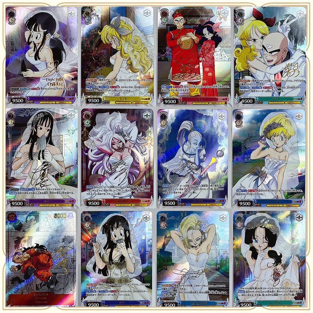 Anime Dragon Ball FAI DA TE ACG Premium Flash Card Giochi per ragazzi Giocattoli Regali di compleanno Carta da collezione Bulma Krillin Son Goku Abito da sposa