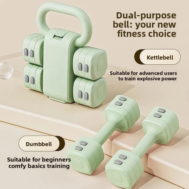 Kettlebell e Manubrio 2-in-1 per Fitness Domestico, Pesi Regolabili da 5kg per Uomini e Donne, Coppia per Allenamento di Forza
