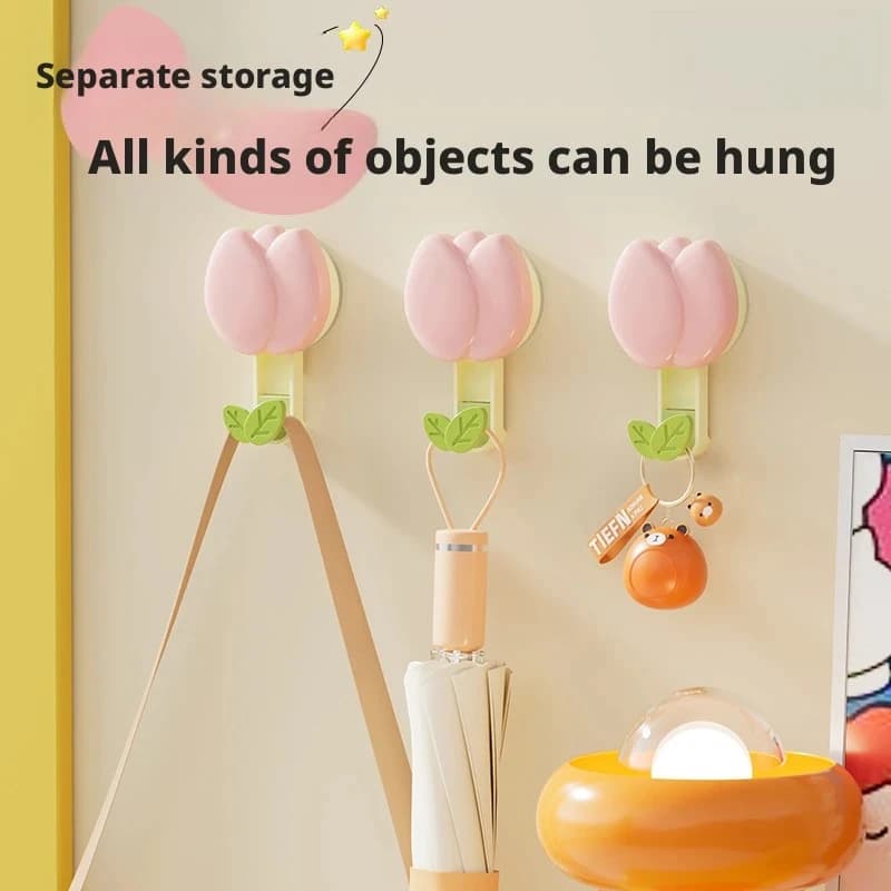 1 Pezzo Gancio a Ventosa a Forma di Tulipano, Ganci da Parete Resistenti Senza Foratura, Portasciugamani per Organizzazione Bagno e Cucina