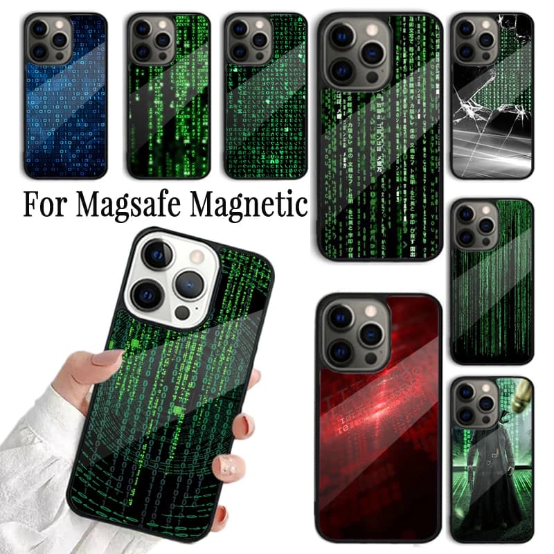Cover per iPhone The Matrix per iPhone 17 AIR 16 15 14 13 12 11 Pro Max Plus, custodia magnetica wireless Magsafe