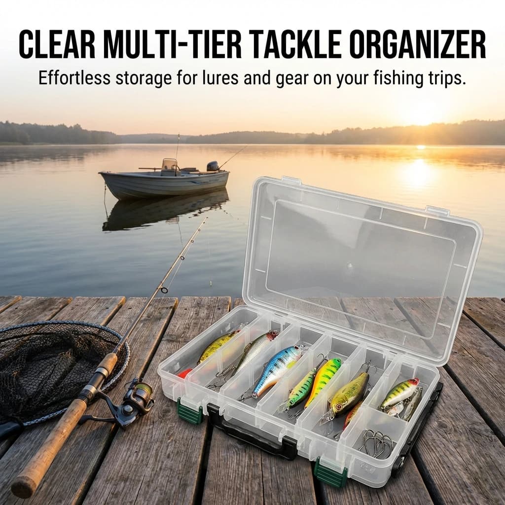 Double layer bait box, multifunctional portable fishing gear case with adjustable compartments for fishing enthusiasts