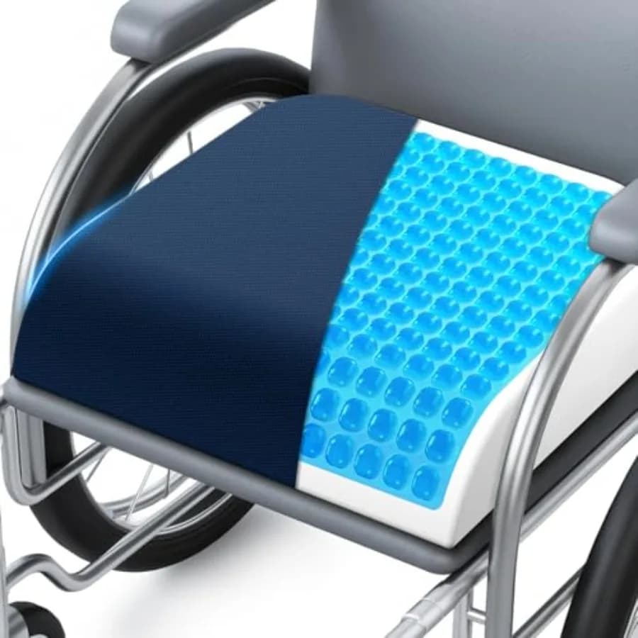 Cuscino per sedia a rotelle - Cuscino per sedia da ufficio in gel rinfrescante e memory foam con fondo antiscivolo e rivestimento lavabile, ergonomico C