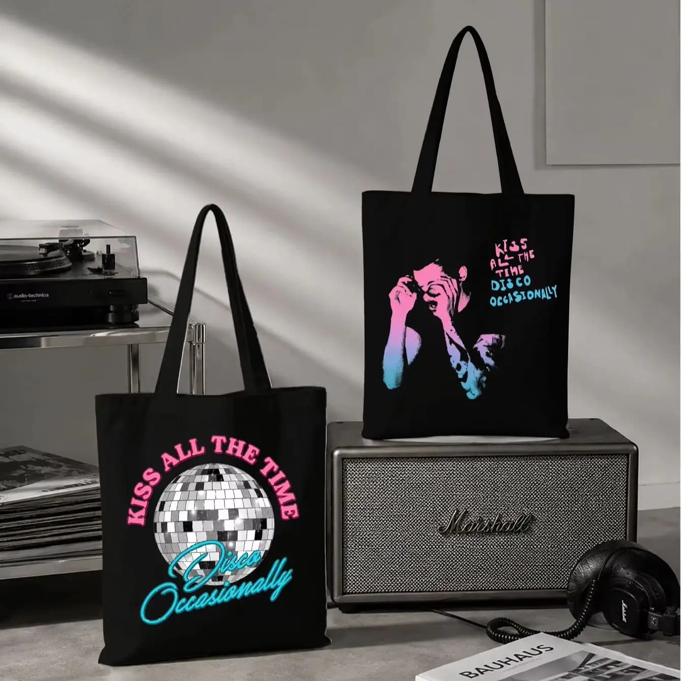 Kiss All The Time H.Arry S.Tyles Tote Bag, HS4 Disco Occasionally Fan Canvas Bag, Unisex Fan Gift, Harry Styles Tour 2026 Gift