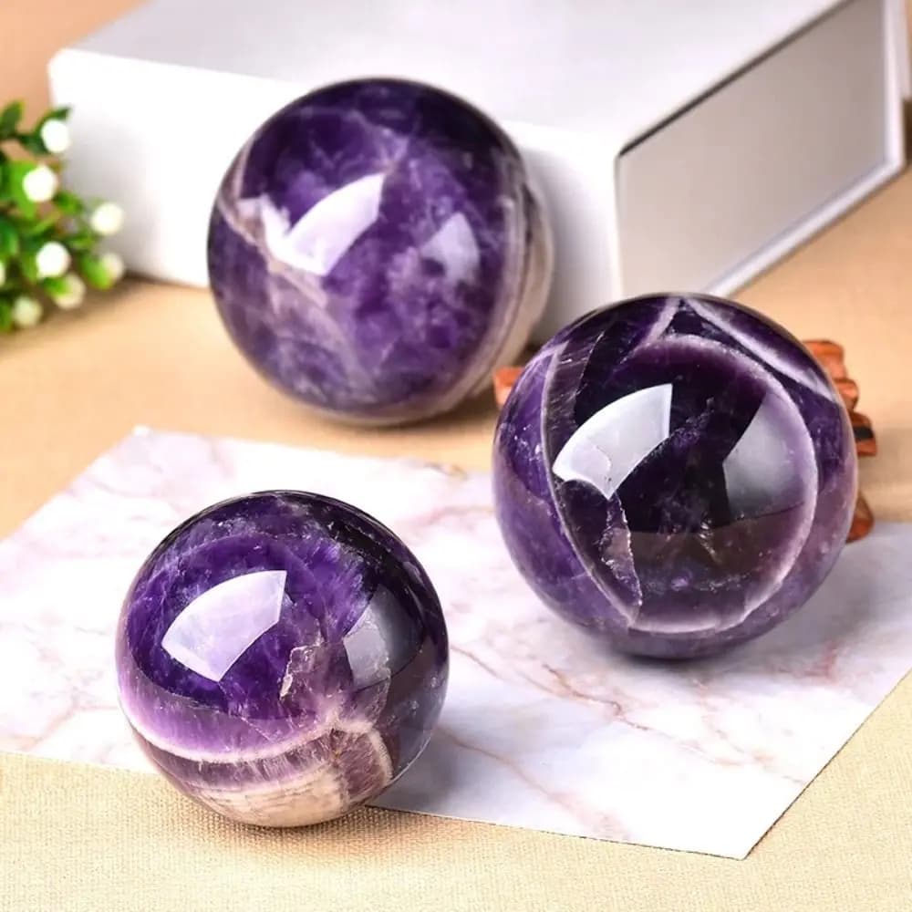 Creative Natural Amethyst Crystal Ball Exquisite Reiki Healing Healing Stone Crafts Collection Feng Shui Ornaments Souvenir