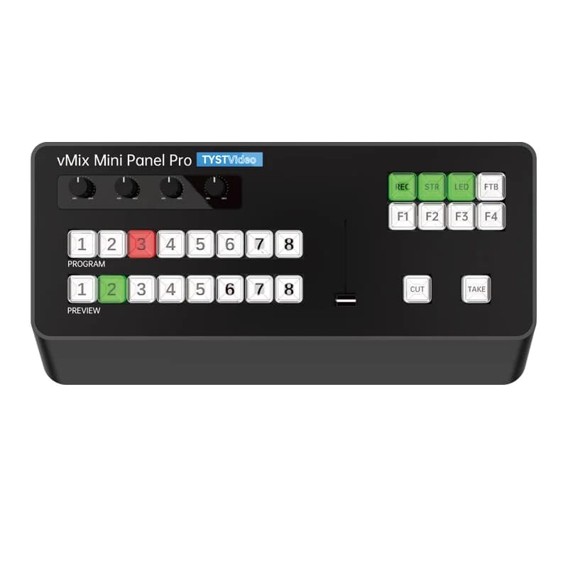 Console di Commutazione Video a 8 Canali con Ingresso/Uscita Type-C e Protocollo MIDI per VMix, Superficie di Controllo Affidabile per Trasmissioni