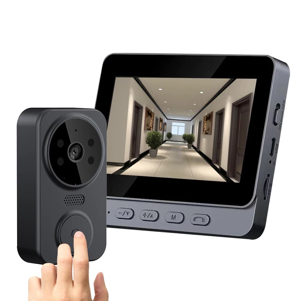 Spioncino Digitale WiFi 2.4G con Rilevamento Automatico, Videocitofono Intelligente con Visione Notturna IR, Schermo IPS da 4.3 Pollici, Interfono Bidirezionale