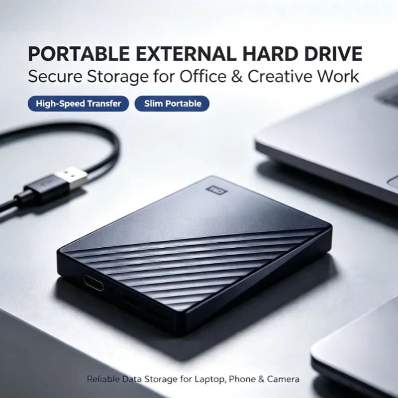 WD My Passport Portable External Hard Drive USB3.0 1TB 2TB Encrypted High‑Speed Mobile Storage for PC & Mac Backup