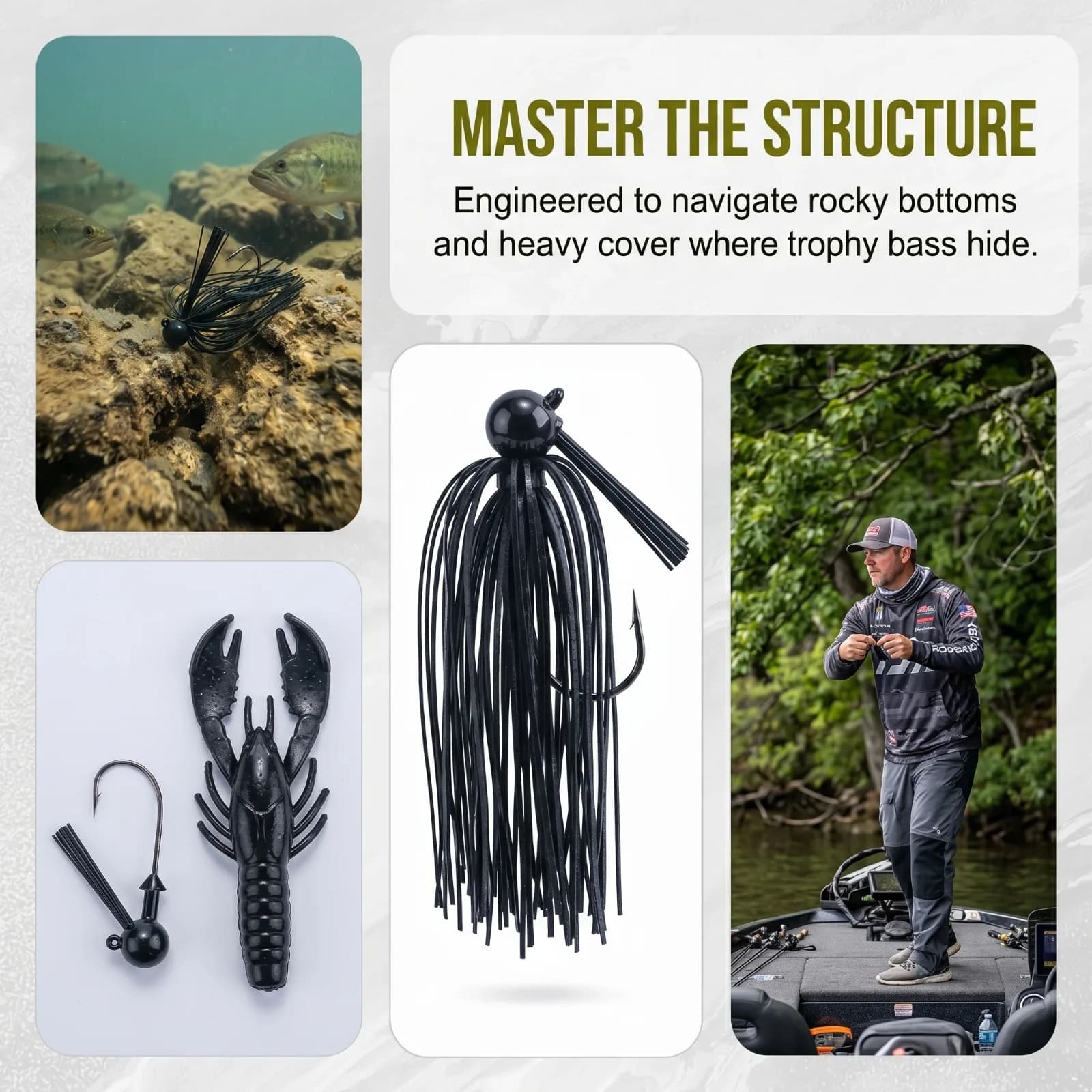 Goture 1 pz Swim Football Jig 3/8oz Esche Artificiali Anti-Intaglio per la Pesca al Bass con Gonna in Silicone Annodata a Mano e Amo 4/0 per Acqua Dolce e Salata, Bass e Luccio