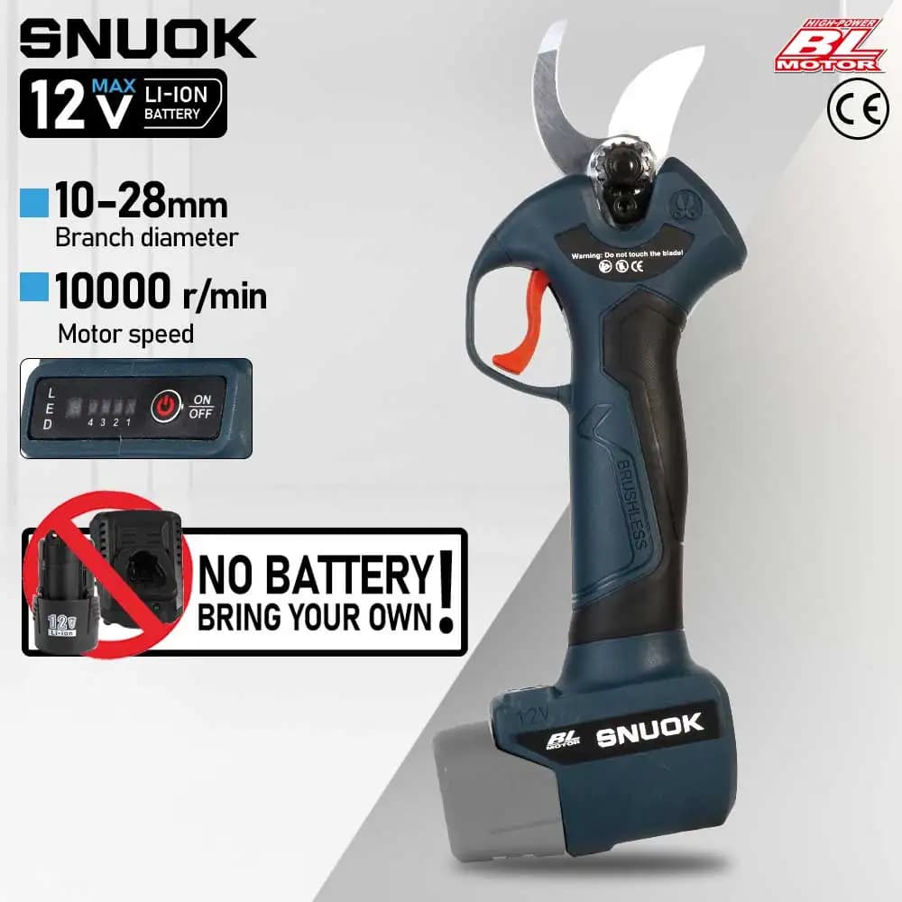 SNUOK 12V pruning electric shears without brushes DIY outdoor garden bonsai pruning fruit tree electric tool for Bosch lithium batteries