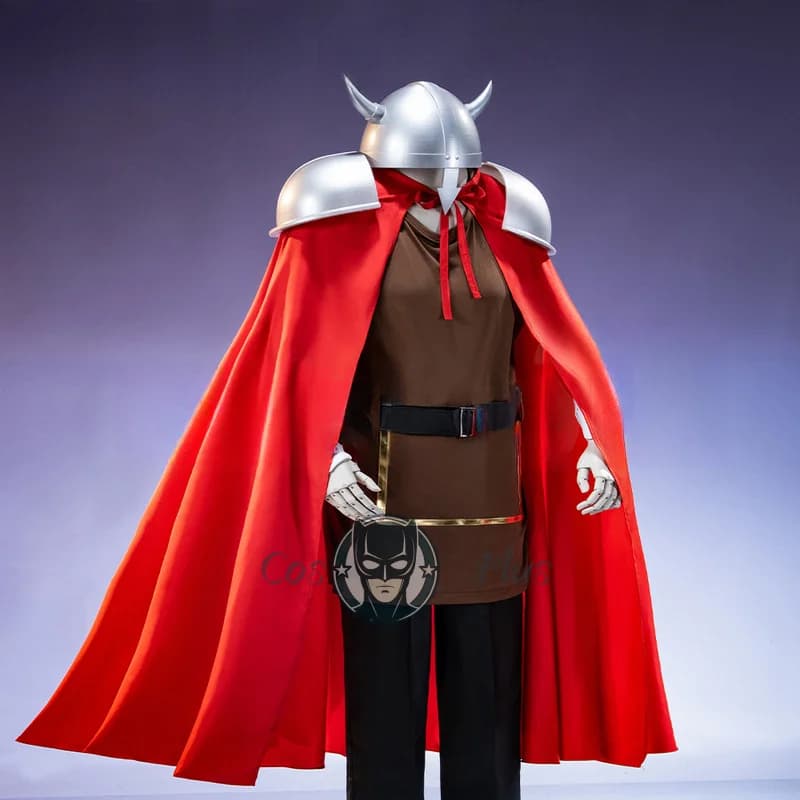 Costume Cosplay di Eisen, Cosplay Anime【S-2XL】DokiDoki-N, Abito Nero da Uomo, Casco Cosplay di Eisen, Armatura per Spalle, Mantello Rosso, Taglie Extra Large