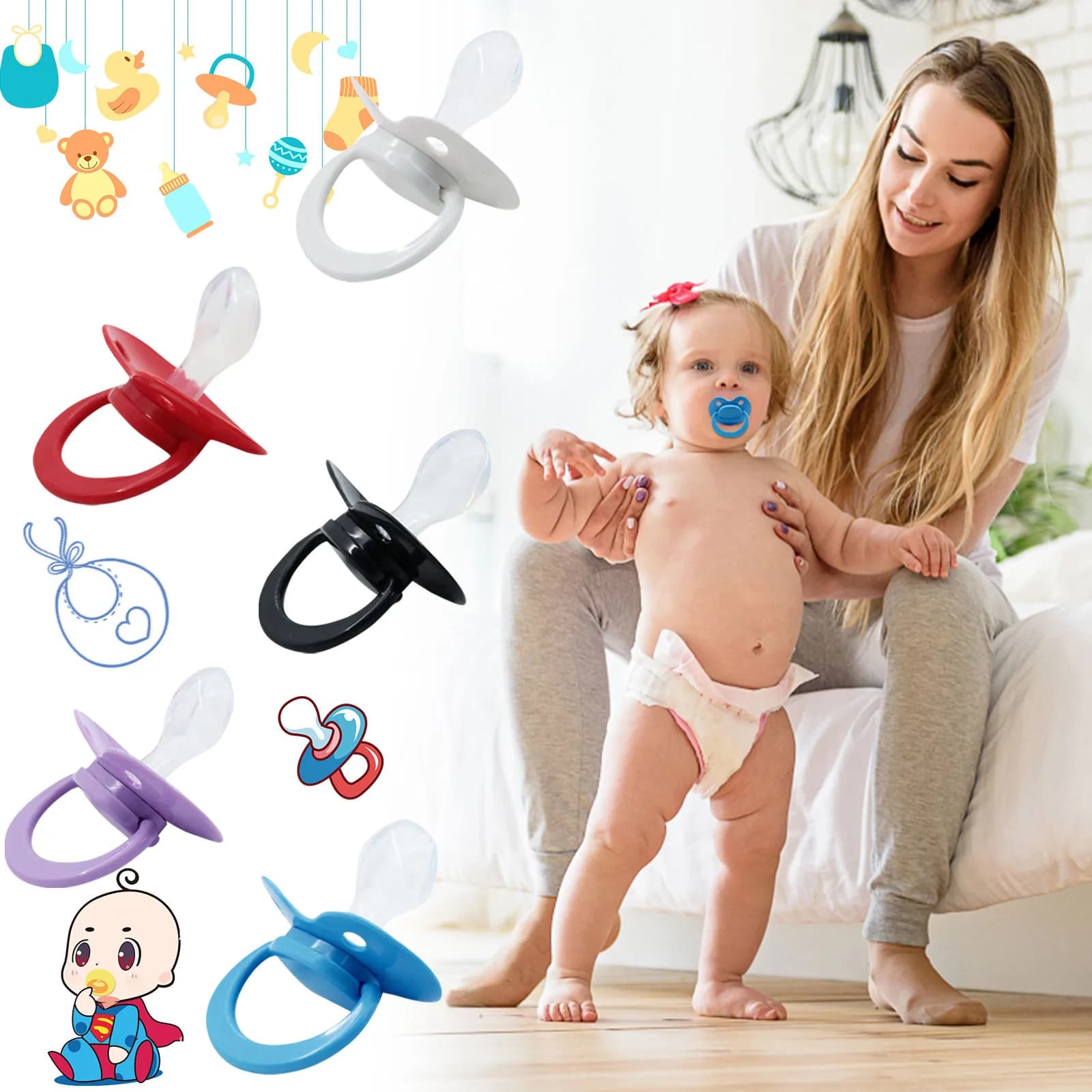 Ciuccio per adulti per alleviare lo stress Simulazione in silicone Capezzolo Pace e rilassamento Giocattolo succhietto realistico