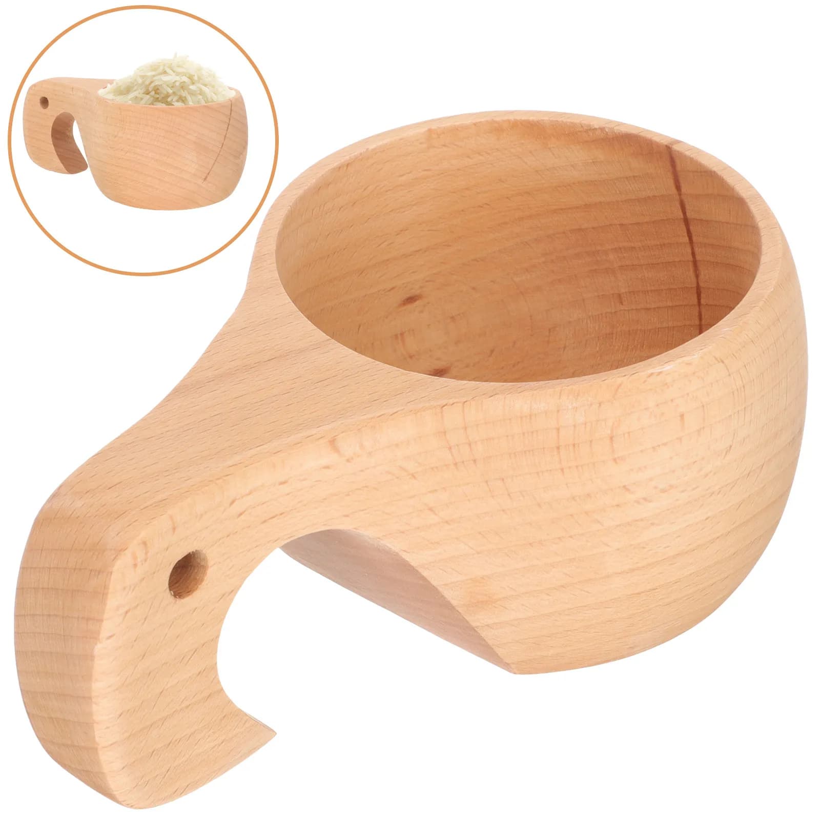 Premium Solid Wood Water Scoop Cup Kitchen Measuring Scoop for Rice Coffee Beans Milk Powder Home Office Decorative Utensil
