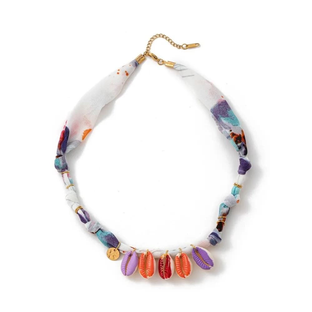 Collana Serie Love Beach Ocean, Collana con Cuore e Fiore, Catena in Tessuto, Gioielli in Stile Etnico, Accessori, Collana Dopamina per Ragazze