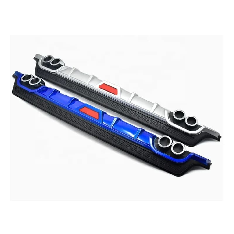 High Quality Universal ABS Plastic Black Silver Rear Bumper Diffuser Lip With Exhaust Tip Racing Exterior Modification Accessori