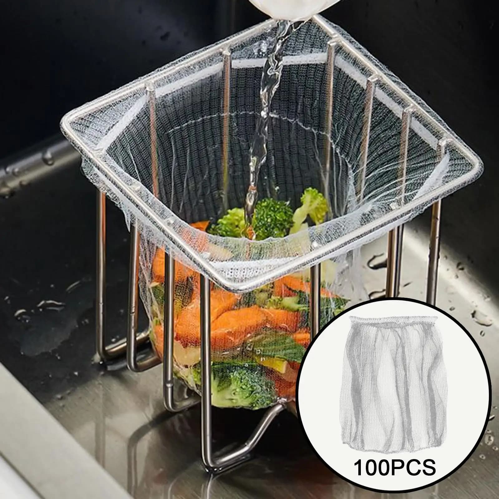 Cestello per filtro di scarico per lavello, raccoglitore di rifiuti per lavello, multifunzione, filtro per lavello, sacchetto a rete, filtro per lavello per avanzi di rifiuti da cucina