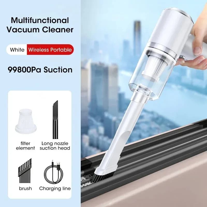 Rechargeable Cordless Handheld Vacuum Cleaner 100000Pa Strong Suction Wet Dry Use For Home Car Pet Hair Cleaning