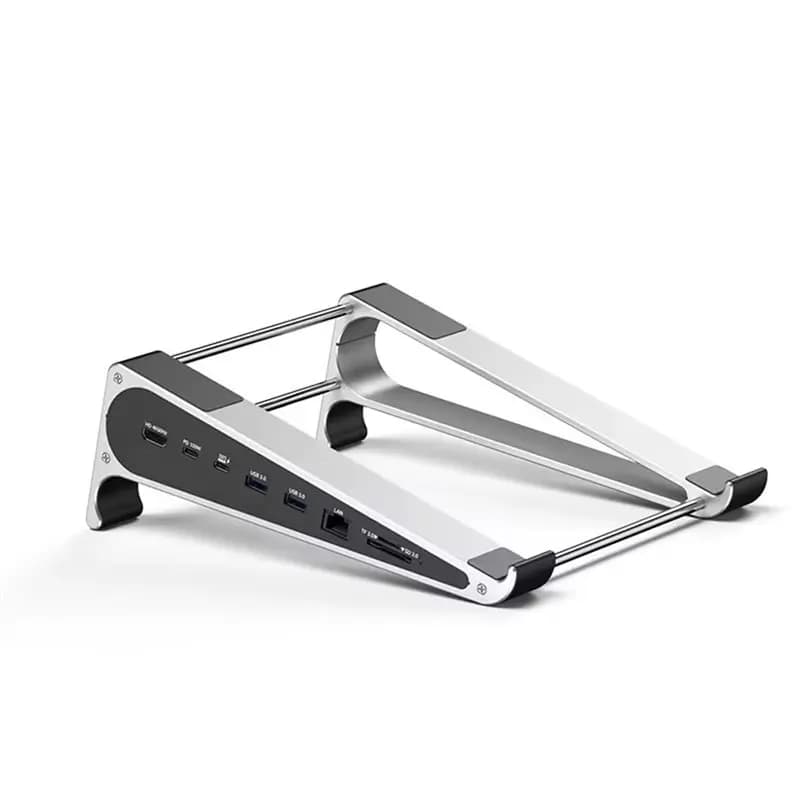 Type C Network Card 7 Port Laptop Hub Adapter Aluminum Stand USB C MST HDTV 4K 60Hz Docking Station