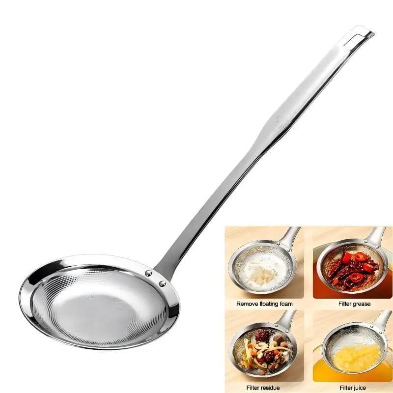Garden. 316Stainless Steel Fat Skimmer Spoon Fine Mesh Grease Foam Removing Oil Dregs Fishing Percolator Fried Food Net Strainer