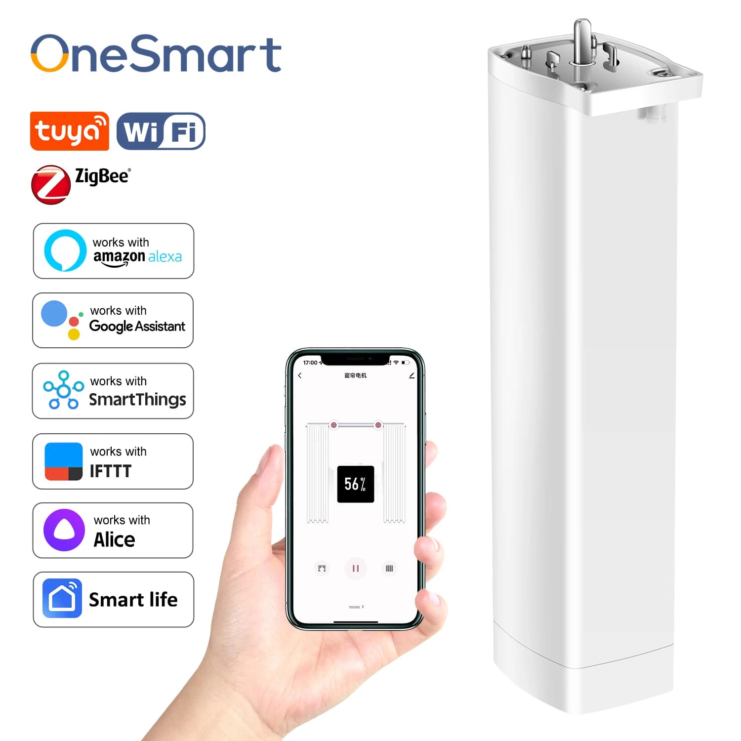 OneSmart Tuya Zigbee WIFI Elettrico Automatico Intelligente Apri Tenda Motore di Azionamento Supporto Alexa Assistente Google Controllo Vocale