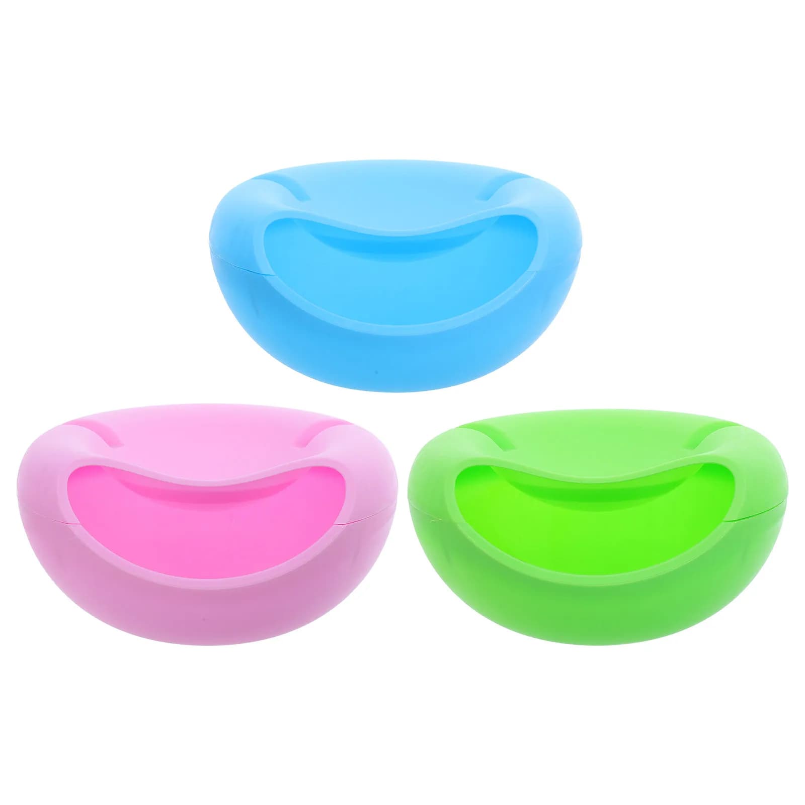 3Pcs Lazy Person Fruit Tray Snack Dish with Phone Holder Design Multipurpose Dry Food Bowl Salad Container Cellphone Mount Pink
