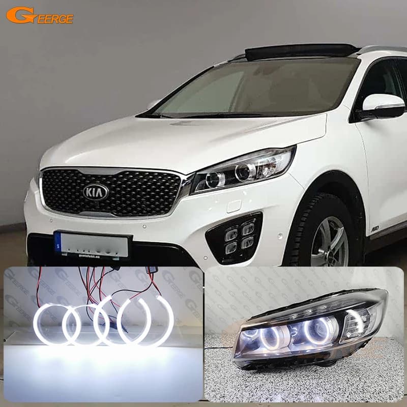 For Kia Sorento UM 2015 2016 2017 2018 Ultra Bright COB Daylight Led Angel Eyes Halo Rings