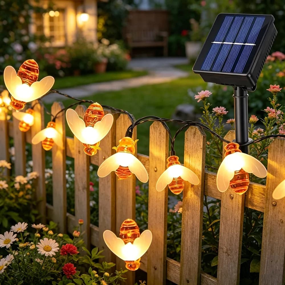 Luci da Giardino Solari a Forma di Ape con 20/50/100 LED, 8 Modalità, Luci Fatate per Esterni, Decorazioni per Recinzioni Floreali, Natale e Matrimoni