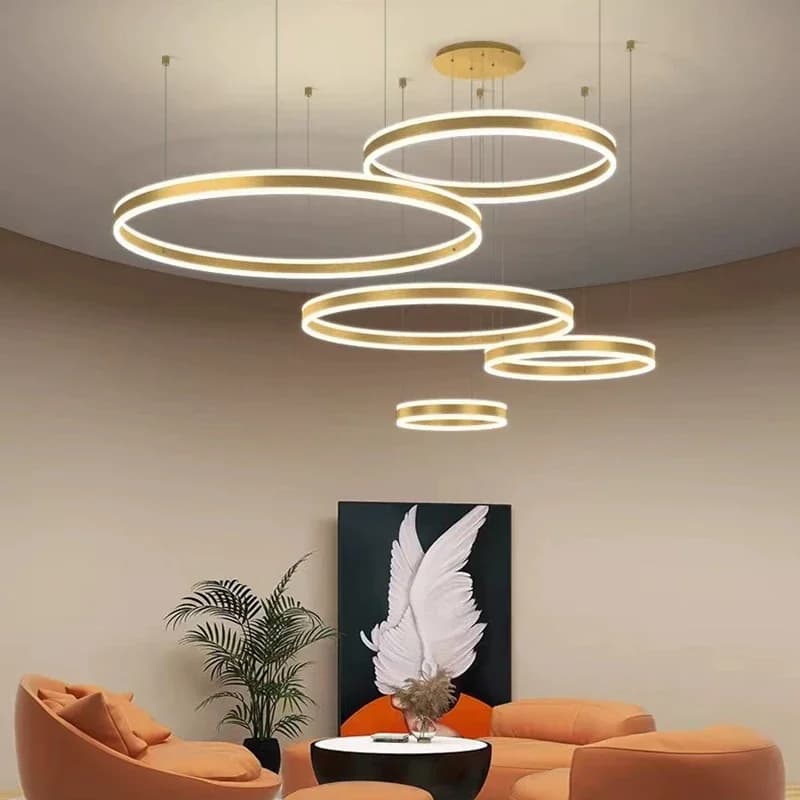 Lampadario moderno a LED ad anello Lampadario su e giù per ristorante Soggiorno Camera da letto Decorazioni per la casa Lampada a sospensione Apparecchio di illuminazione per interni