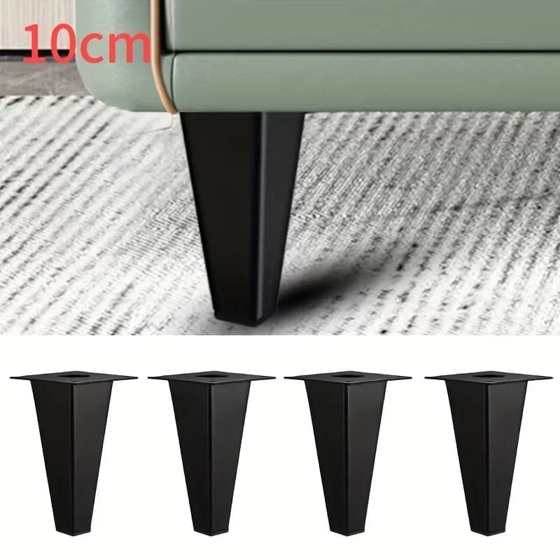 Gambe per mobili nere da 4 pezzi 10/15 cm - Gambe di supporto resistenti dal design quadrato con finitura opaca spazzolata per divano, mobile TV, tavolino