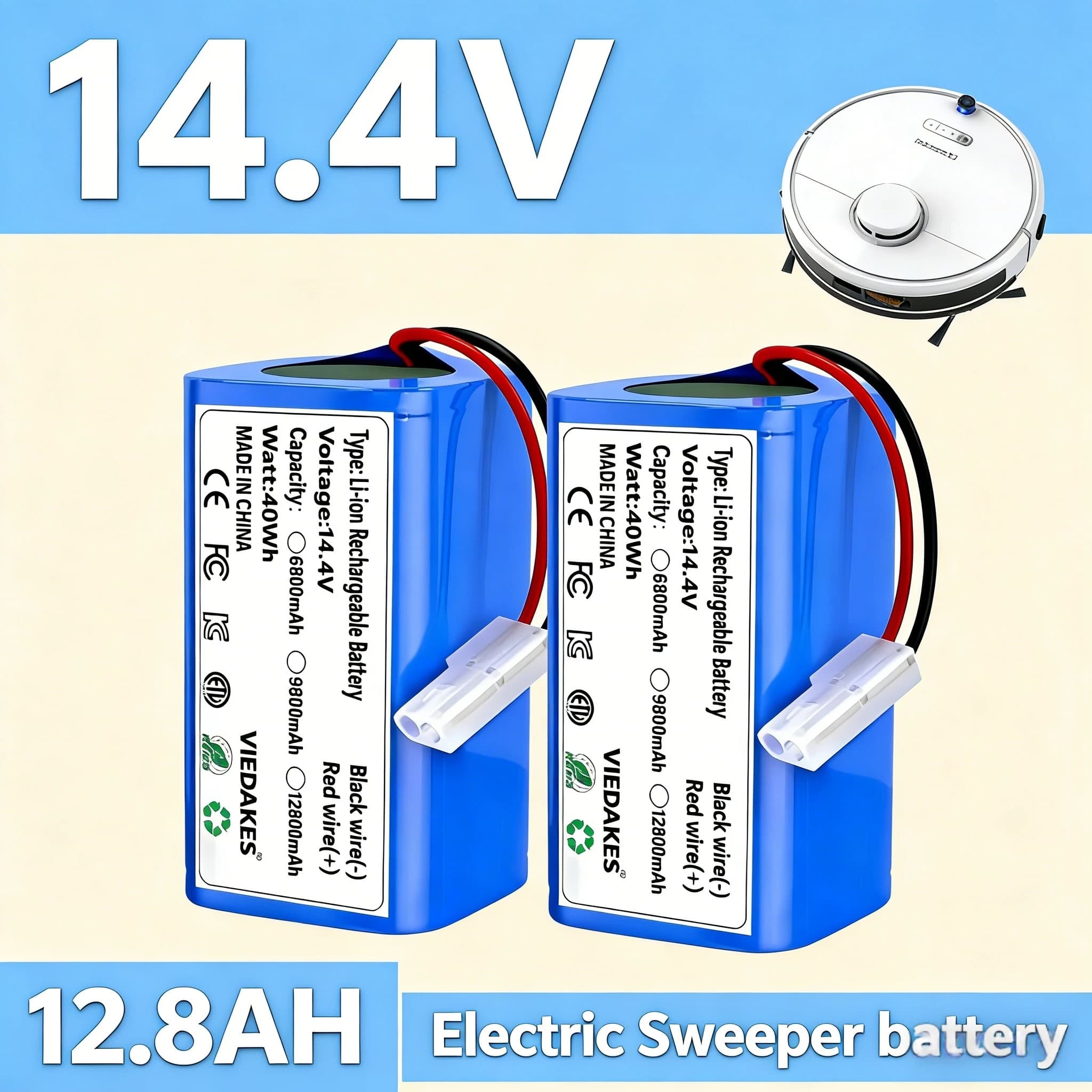 Nuova batteria per spazzatrice elettrica 4S1P 14.4V, per XIAOMI MIJIA Mi Robot Vacuum-Mop Essential G1 MJSTG1, SKV4136GL H18650CH R30 R30 Pro