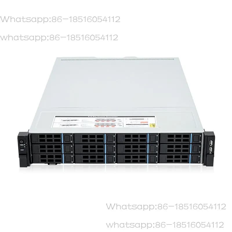 Chassis server NAS multi-hard disk per cloud storage privato aziendale IPFS, montabile su rack 2U, con 8 o 12 dischi, hot-swappable.