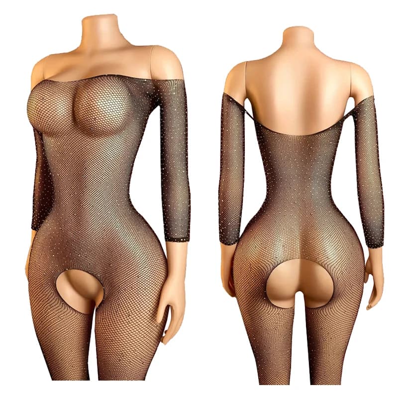 Collant a rete staccabili a maniche lunghe, sexy, trasparenti, non necessitano di essere indossati, comodi e seducenti.