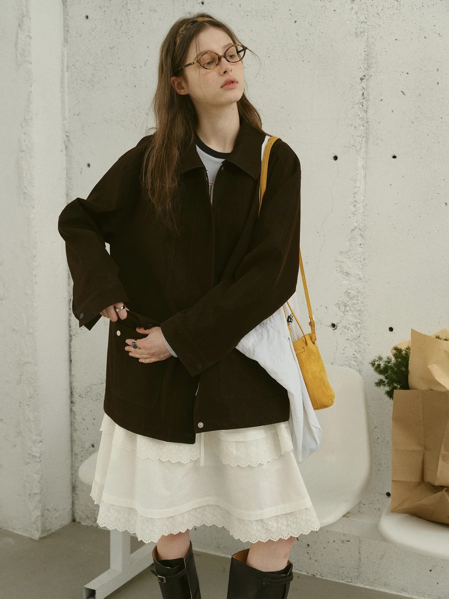 Giacca in Pelle PU da Donna Relez, Stile Vintage con Colletto, Moda Primaverile, Chiusura con Cerniera, Manica Lunga
