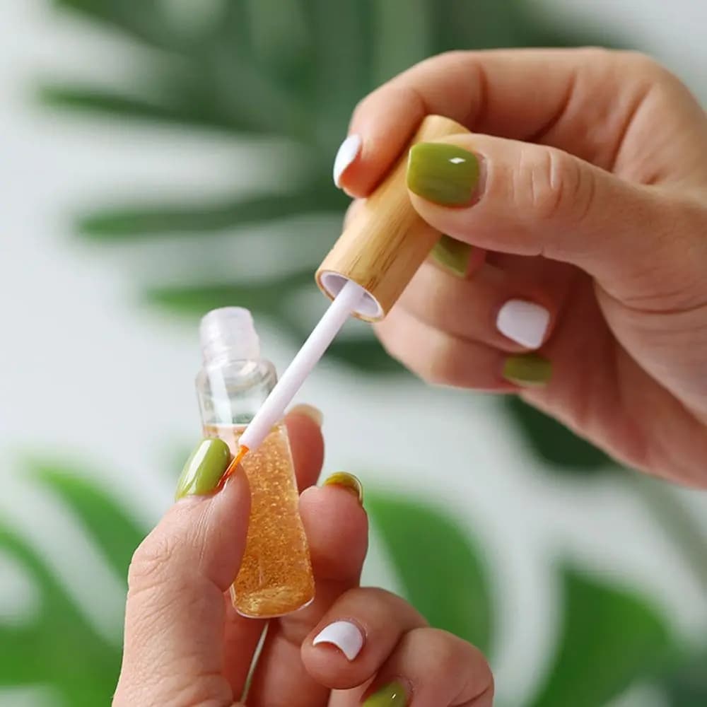 Con pennello Contenitore per mascara Fiale compatte Bottiglia Contenitore cosmetico Coperchio in bambù Bottiglia riutilizzabile Vaso per mascara riutilizzabile vuoto