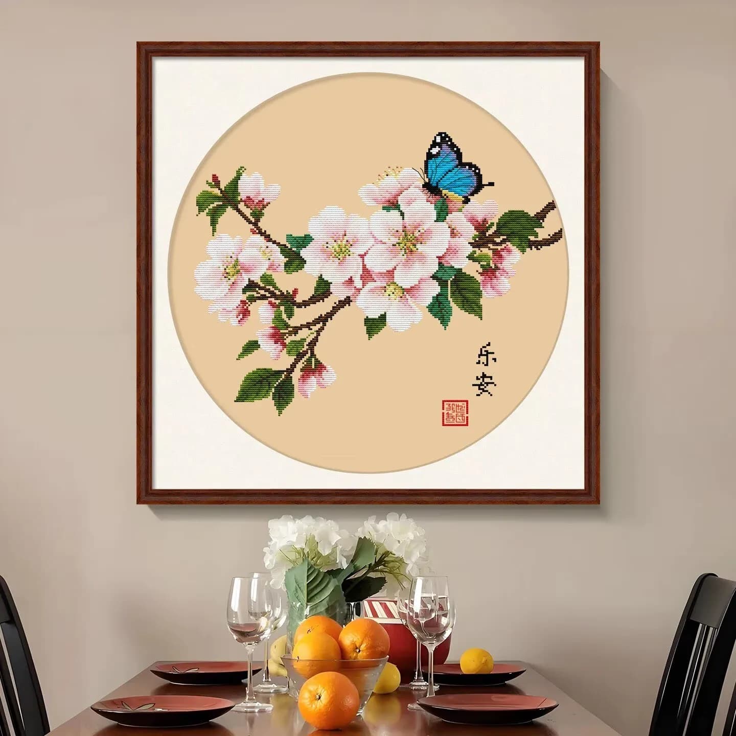 Apricot Butterfly Cross Stitch Kits Stamped 11CT 14CT Needlework DIY Patterns Handmade Embroidery Set 29 Colors