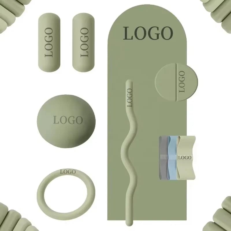 Kit fitness per la casa con tappetino yoga con anello di alimentazione con manubri in silicone con logo bilanciere