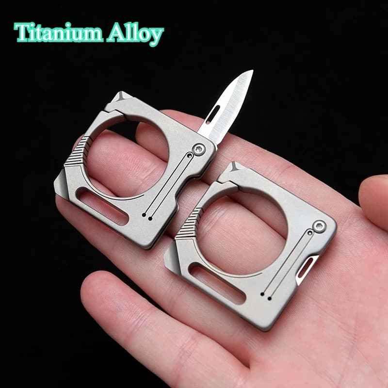 Nuovo mini coltello pieghevole portachiavi multifunzionale in lega di titanio, cacciavite a forma di croce, strumento portatile, coltello per unboxing