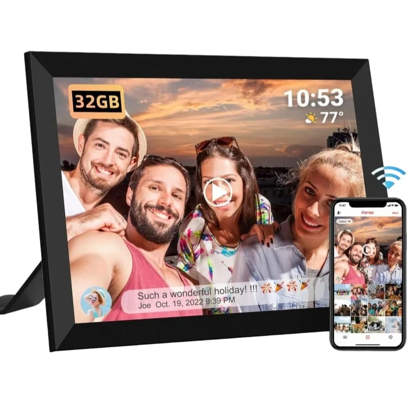 Frameo Album fotografico digitale Smart WiFi da 10,1 pollici Gestisci cornice con touch screen Carica foto e video tramite app gratuita