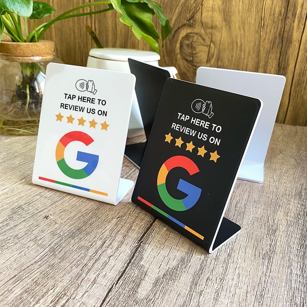 NFC Recensioni di Google Segno 13,56 Mhz Programmabile Revisione di Google Trustpilot Tripadvisor Stazione NFC Staffa di supporto per scheda di flessione da tavolo