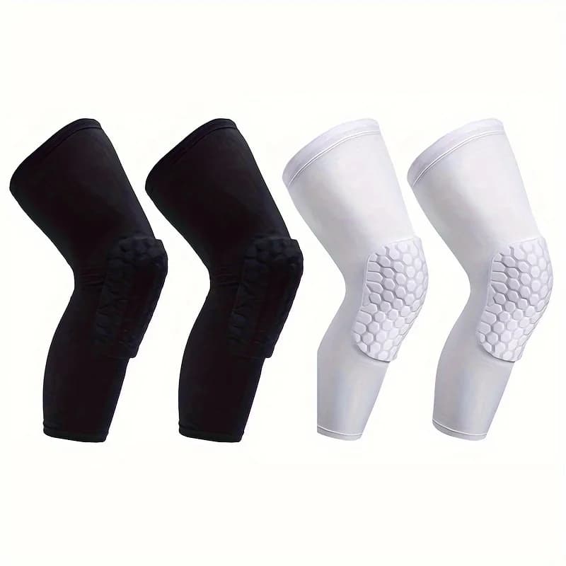 2 pezzi di ginocchiere a compressione traspiranti progettate per sport come basket, calcio, pallavolo e ciclismo
