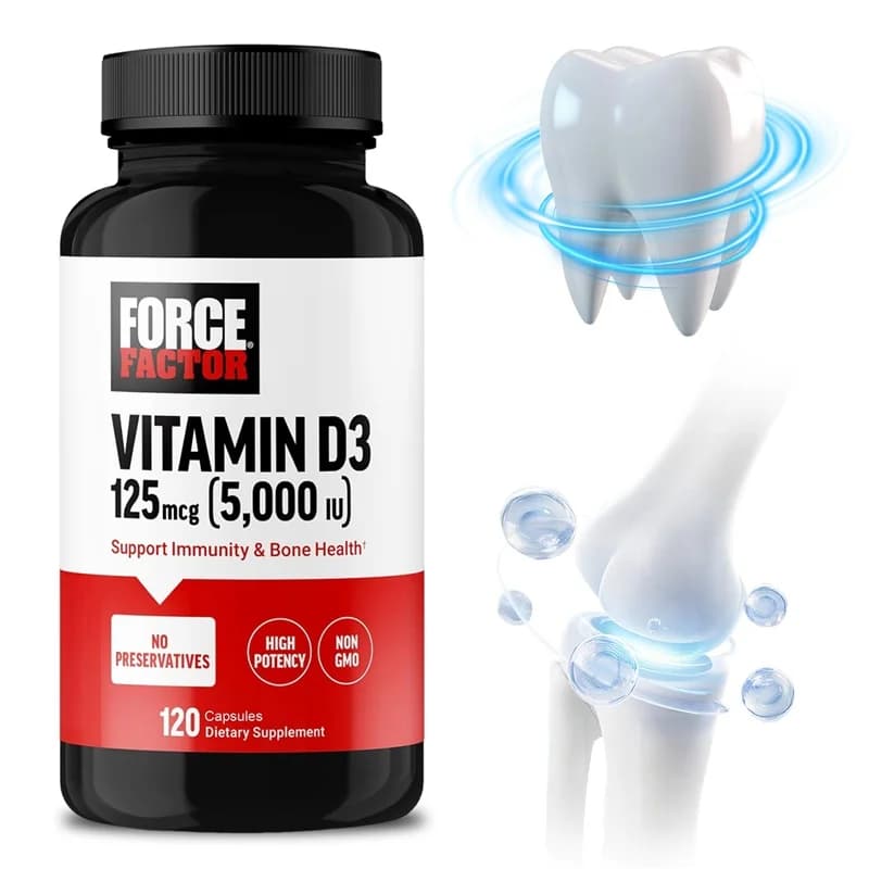 Vitamina D3 5000 UI - Supporta la salute delle ossa e il sistema immunitario - Integratore di vitamina D senza glutine e non OGM