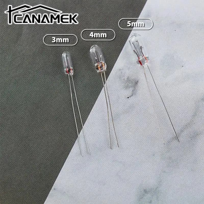 10 pz miniatura 0.07A 3mm 4mm 5mm 1.5V,3V,6V, 9V,12V, 24V lampada lampadina Edison filamento a incandescenza riso