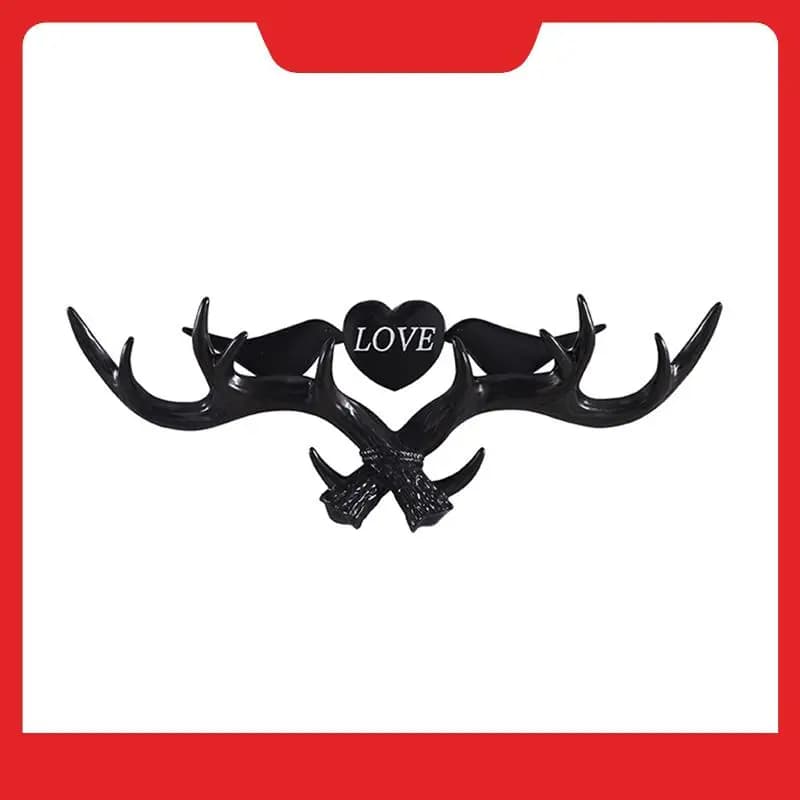 Love deer hook, clothes hooks for hanging bags and keys without punching decorative hooks, durable black easy to use