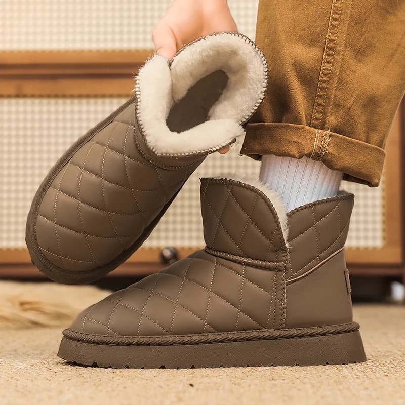 Ergonomic Slip on Fleece Snow Boots Cushioned Anti-Chafe Interior, Traction Waterproof Sole Light Warm Resist Snow Moisture