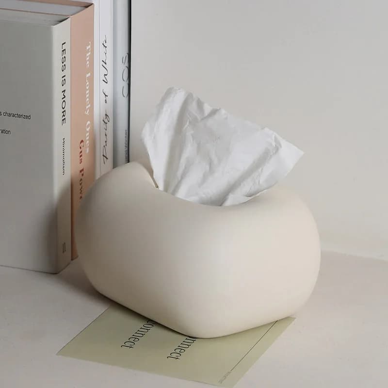 Scatola per fazzoletti in ceramica color crema, tavolino da salotto moderno e decorazione per tavolo da pranzo, dispenser di tovaglioli di lusso