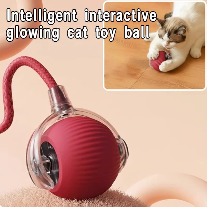 Rolling Ball for Rechargeable Cats Self-play Toys for Cats Flash Glitter Interactive Toy Jumping Ball with String Supplies for LED Products for Pets