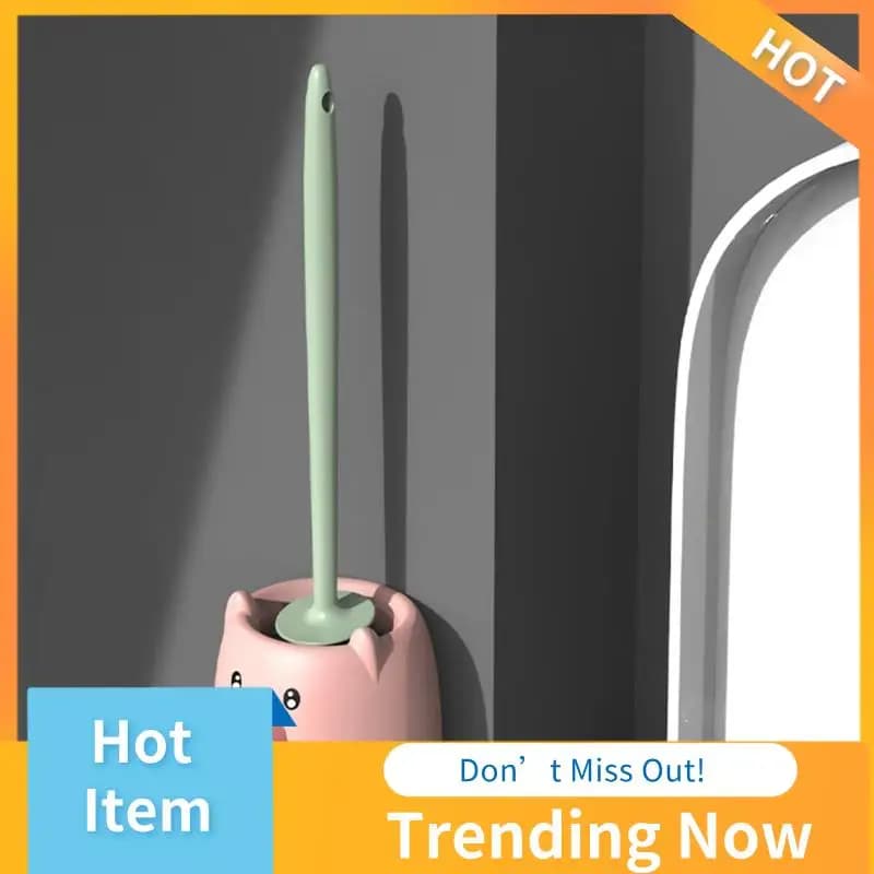 Set di spazzole per la pulizia della tazza del WC compatibili con CMHI Scopino e supporto per WC in plastica rosa e verde a parete per la pulizia profonda del bagno