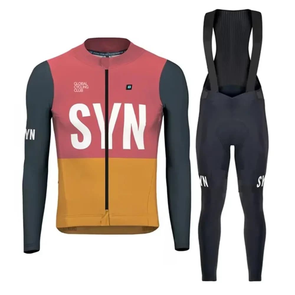 mtb bright color SYN kit cycling long sleeve for man spring summer cycling suit on outdoor street shorts with straps and top collection